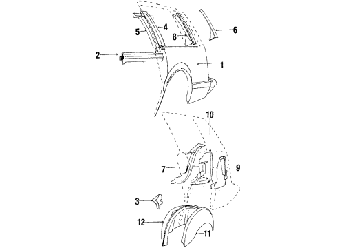 1985 Pontiac 6000 Quarter Panel, Rear Outer Passenger Side Diagram for 20243537