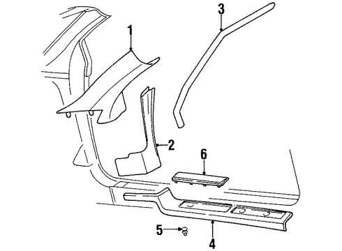 1995 Oldsmobile Aurora Interior Trim - Pillars Diagram