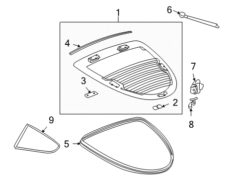 2009 Pontiac Solstice Glass & Hardware - Roof Diagram