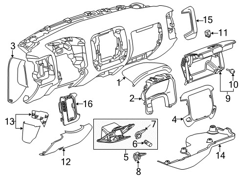 2018 GMC Sierra 1500 Center Bezel Diagram for 23136581