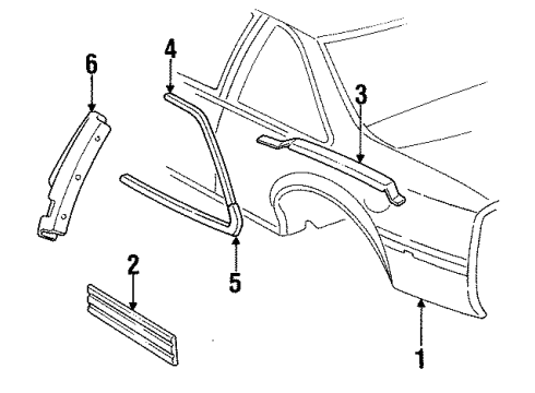 1988 Chevy Beretta Quarter Panel & Components Diagram