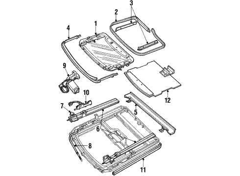 1987 Cadillac Cimarron Glass - Roof & Back Diagram