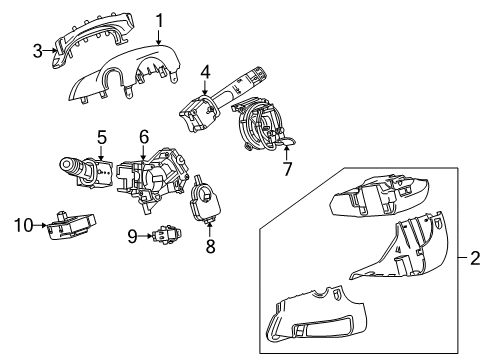 2013 Cadillac SRX Shroud, Switches & Levers Diagram