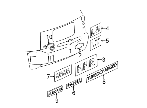 2006 Chevy HHR Exterior Trim - Lift Gate Diagram