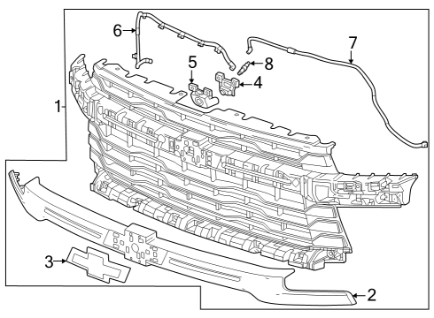 2025 Chevy Silverado 3500 HD Grille & Components Diagram