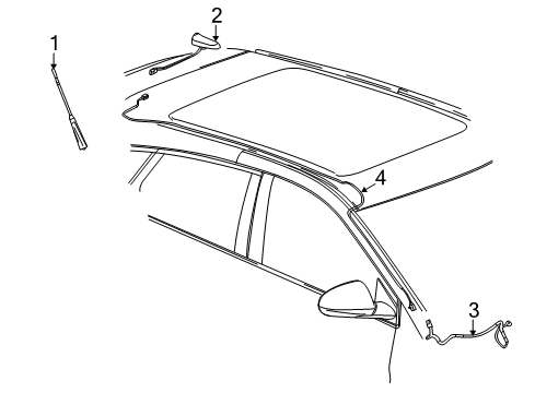 2011 Cadillac SRX Antenna Mast Diagram for 13303432