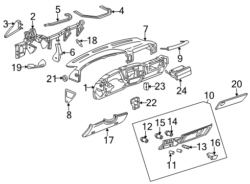 2006 Chevy Silverado 1500 Lower Panel, Passenger Side Diagram for 15807840