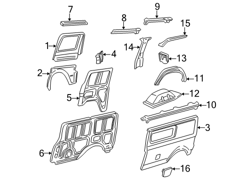 1989 Chevy Astro Side Panel & Components Diagram