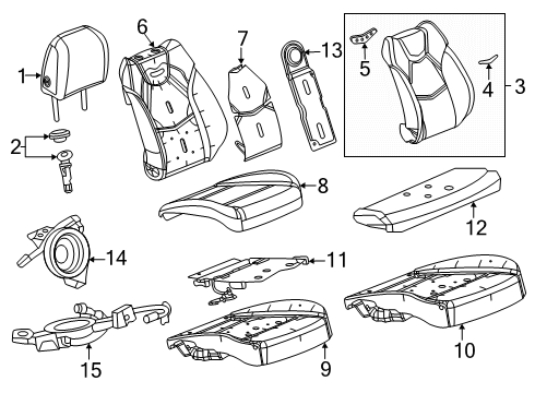 2020 Cadillac CT4 Cushion Cover, Black, Front Passenger Side Diagram for 84814397