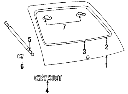 1987 Chevy Chevette Gate & Hardware Diagram
