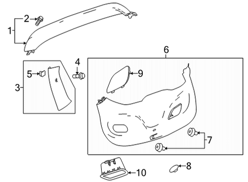2023 Chevy Bolt EUV Lower Gate Trim Cap, Black, Rear Diagram for 42690857