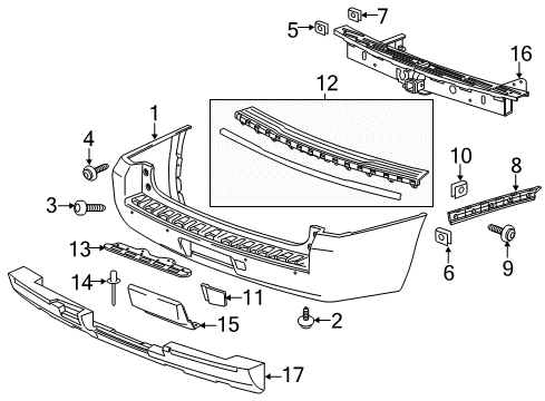 2015 Chevy Tahoe Bumper & Components - Rear Diagram