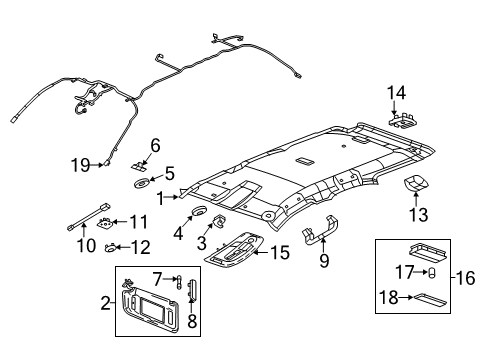 2011 Chevy Equinox Sunvisor, Driver Side Diagram for 23141973