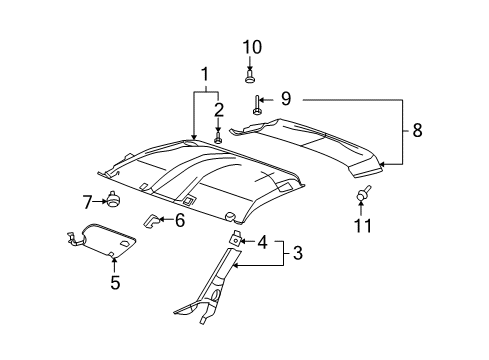 2009 Chevy Corvette Interior Trim - Roof Diagram 3 - Thumbnail
