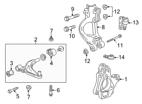 2014 Cadillac ELR Front Suspension Components Diagram