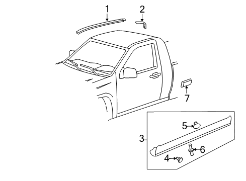 2005 Chevy Colorado Exterior Trim - Cab Diagram