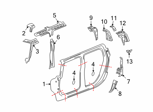 2009 Hummer H2 Uniside Assembly Diagram for 88980677