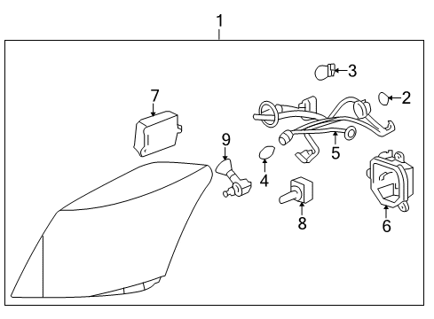 2004 Cadillac XLR Headlamp Components Diagram