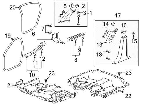 2008 Buick Lucerne Surround Weatherstrip, Black Diagram for 25792029