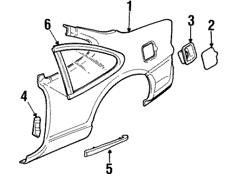 1997 Pontiac Grand Prix Glass & Hardware - Quarter Panel Diagram