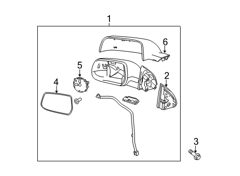 2016 Chevy Equinox Mirror Assembly, Black, Rear Passenger Side Diagram for 23467283