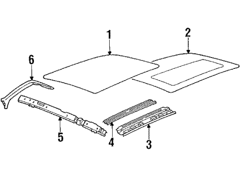 1992 Cadillac Brougham Roof & Components Diagram