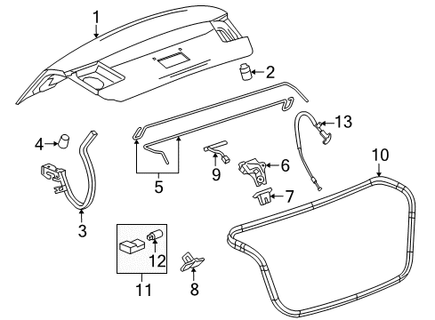 2016 Chevy Cruze Limited Trunk Lid & Components Diagram