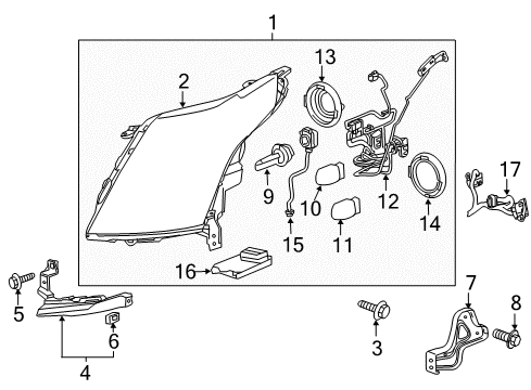 2012 Cadillac SRX Headlamp Bulb Diagram for 13500813