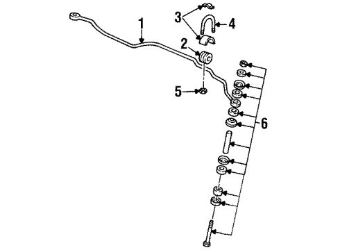 1992 Oldsmobile Achieva Stabilizer Bar & Components Diagram