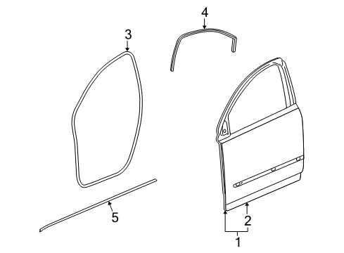 2009 Saturn Outlook Surround Weatherstrip Diagram for 25962312
