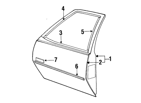 1992 Pontiac Sunbird Door Shell, Front Driver Side Diagram for 12356592