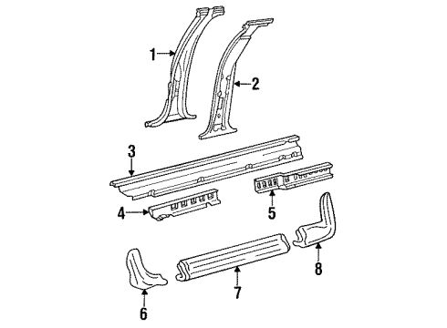 1989 Pontiac Bonneville Center Pillar, Passenger Side Diagram for 20736864