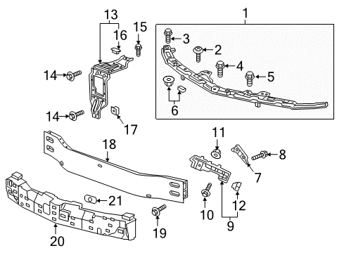 2016 Chevy Malibu Bumper & Components - Front Diagram 2 - Thumbnail