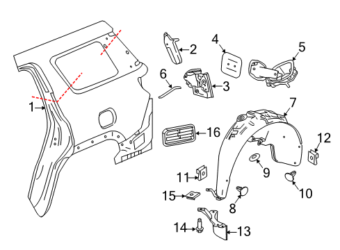 2023 GMC Acadia Fuel Pocket Diagram for 84069006