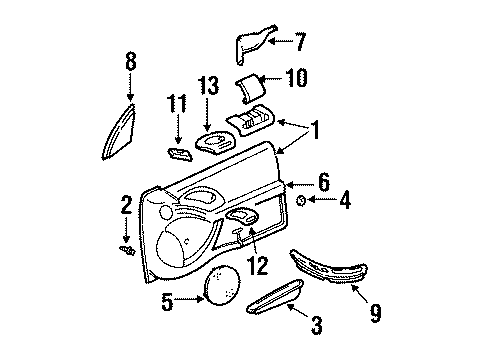 1993 Pontiac Grand Am Interior Trim - Front Door Diagram