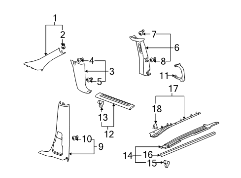 2005 Saturn Relay Rear Sill Plate Clip Diagram for 15235825