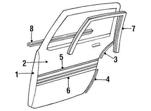 1987 Pontiac Grand Am Reveal Molding, Passenger Side Diagram for 20481590