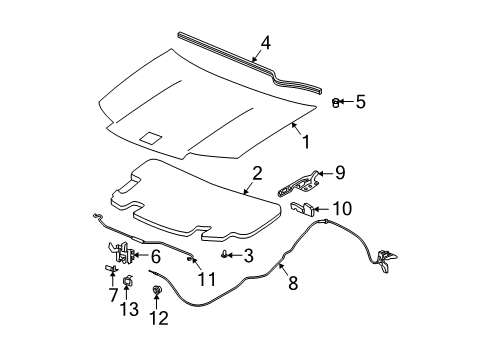 2004 Saturn Ion Hood & Components Diagram 2 - Thumbnail