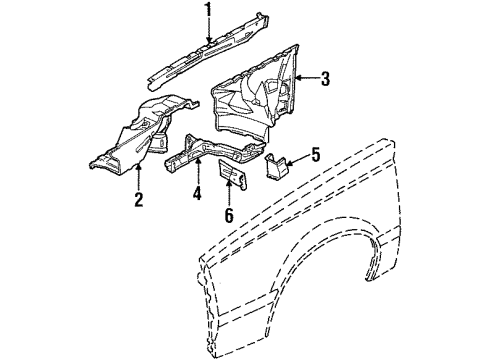1985 Cadillac Cimarron Structural Components & Rails Diagram