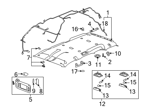 2012 Cadillac Escalade Headliner Retainer, Gray Diagram for 15126552