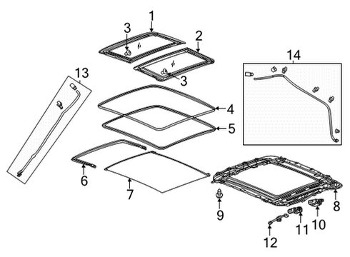 2023 Chevy Bolt EUV Sunroof Glass Diagram for 42673423