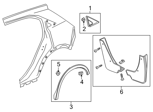 2023 Cadillac XT4 Mud Guard, Rear Diagram for 84051309