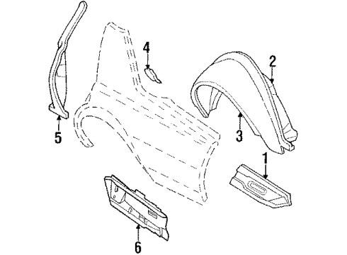 1991 Cadillac Brougham Inner Components - Quarter Panel Diagram