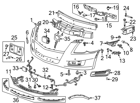 2013 Cadillac XTS Lower Impact Bar Mount Bolt, Front Rear Diagram for 11094912