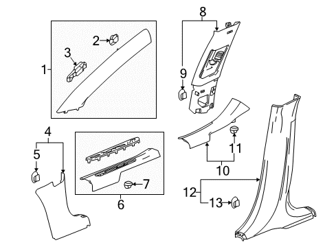 2020 Buick Envision Interior Trim - Pillars Diagram