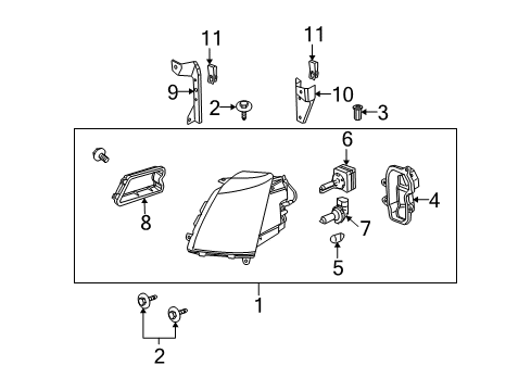 2011 Cadillac STS Headlamp Components Diagram