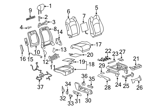 2012 Buick Enclave Lumbar Switch, Front Passenger Side Diagram for 25926717