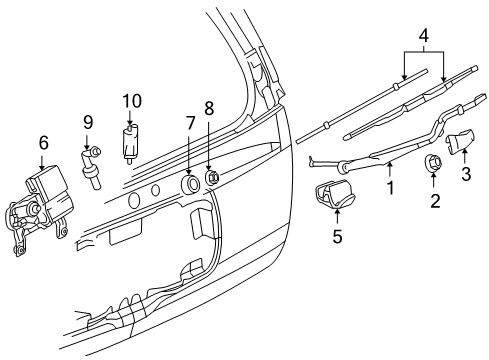 2007 Buick Rainier Wiper Blade, Rear Diagram for 15262794