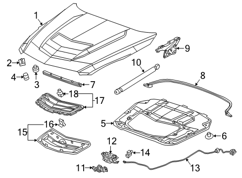 2016 Cadillac ATS Hood & Components Diagram 3 - Thumbnail