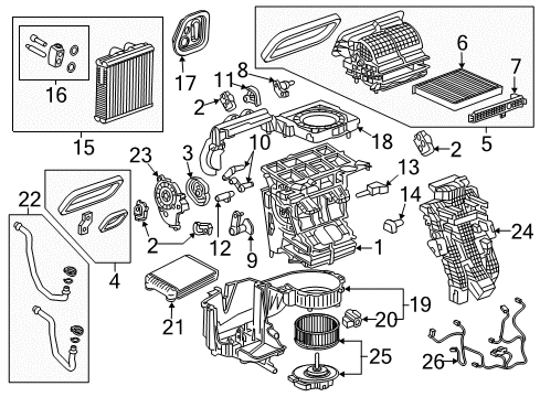 2021 Buick Enclave Motor, A/C Evaporator Blower Diagram for 85661326
